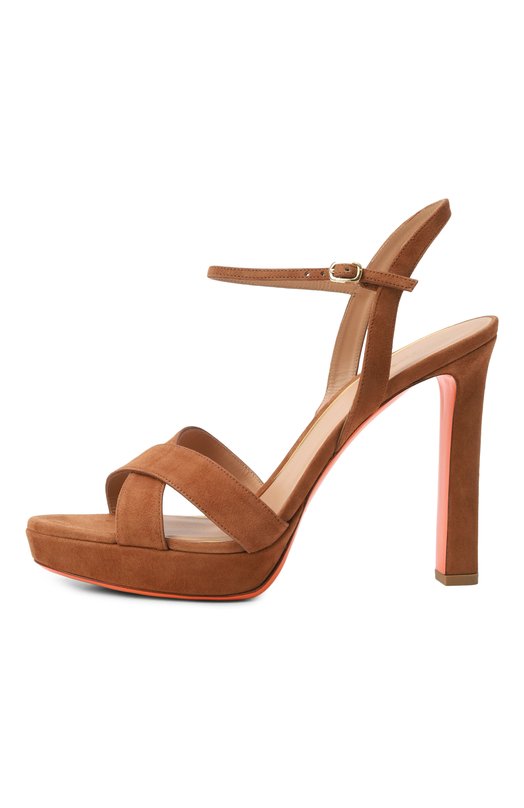 Замшевые босоножки Santoni WHVG72287HX2NMGD Коричневый  WHVG72287HX2NMGD Фото 4