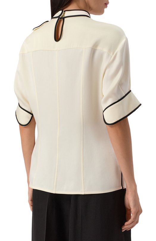 Атласная блузка Jil Sander J03DL0182-J76018 Кремовый  J03DL0182-J76018 Фото 4