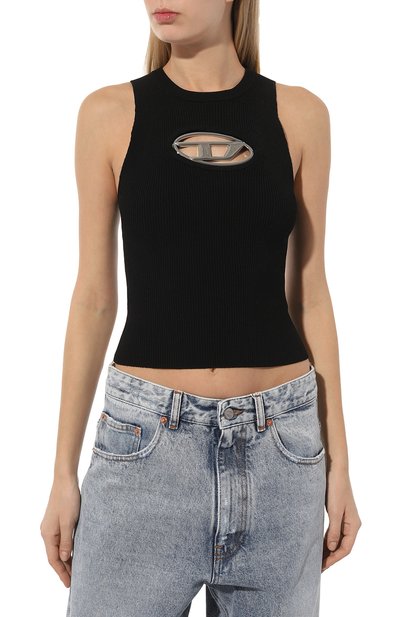 Майка из вискозы DIESEL черного цвета по цене 23800 руб., арт. A09621/0DLAX, фото 3 Майка из вискозы DIESEL, арт. A09621/0DLAX, фото 3