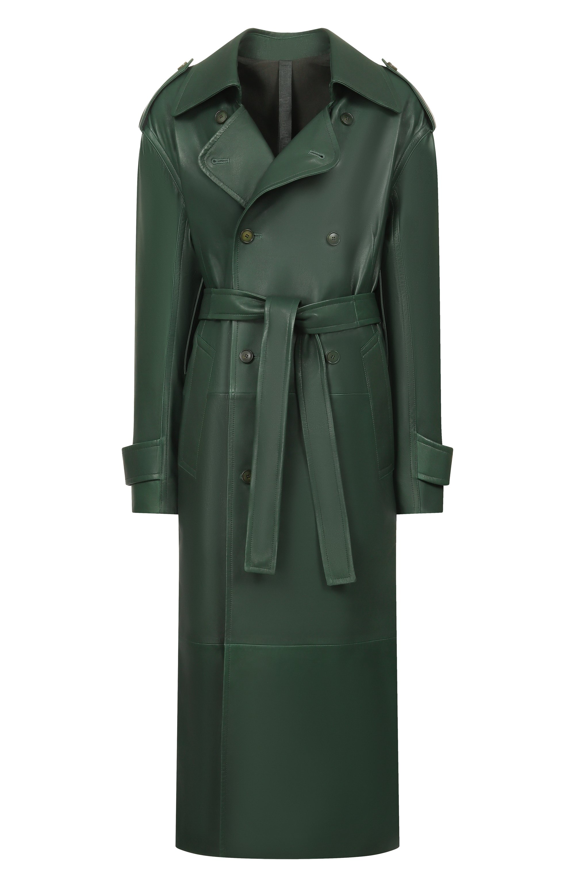 Кожаный тренч PETAR PETROV зеленого цвета по цене 695000 руб., арт. S26LM1, фото 1 Кожаный тренч PETAR PETROV, арт. S26LM1, фото 1