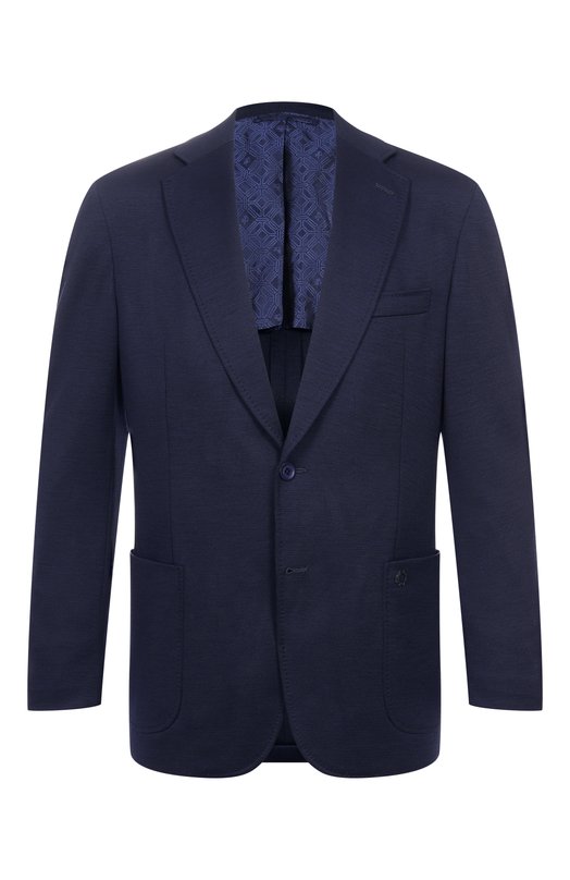 Пиджак из шерсти и шелка Stefano Ricci M1RMM22TA0/CM09HA Синий M1RMM22TA0/CM09HA