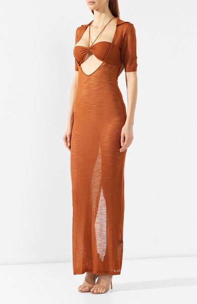 Платье-макси JACQUEMUS коричневого цвета по цене 52350 руб., арт. 191KN38/36240, фото 3 Платье-макси JACQUEMUS, арт. 191KN38/36240, фото 3