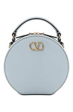 Женская сумка vlogo signature mini VALENTINO голубого цвета, арт. 5W2P0AC2/MIM | Фото 1 (Материал сплава: Проставлено; Ремень/цепочка: На ремешке; Размер: mini; Материал: Натуральная кожа; Драгоценные камни: Проставлено)