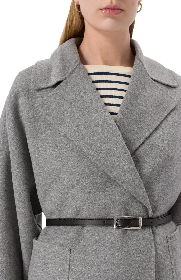 Женское полупальто из шерсти и кашемира MAX MARA STUDIO серого цвета, арт. BLASY | Фото 5 (Автоматизация ТО: Проставлено; Материал внешний: Шерсть; Автоматизация состава: Проставлено; Рукава: Длинные; Длина (верхняя одежда): Короткие; 1-2-бортные: Однобортные; Стили: Классический)