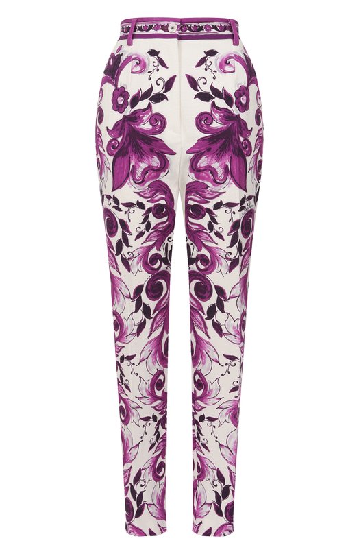Брюки из хлопка и вискозы Dolce & Gabbana FTAM2T/FPFSR Фиолетовый FTAM2T/FPFSR