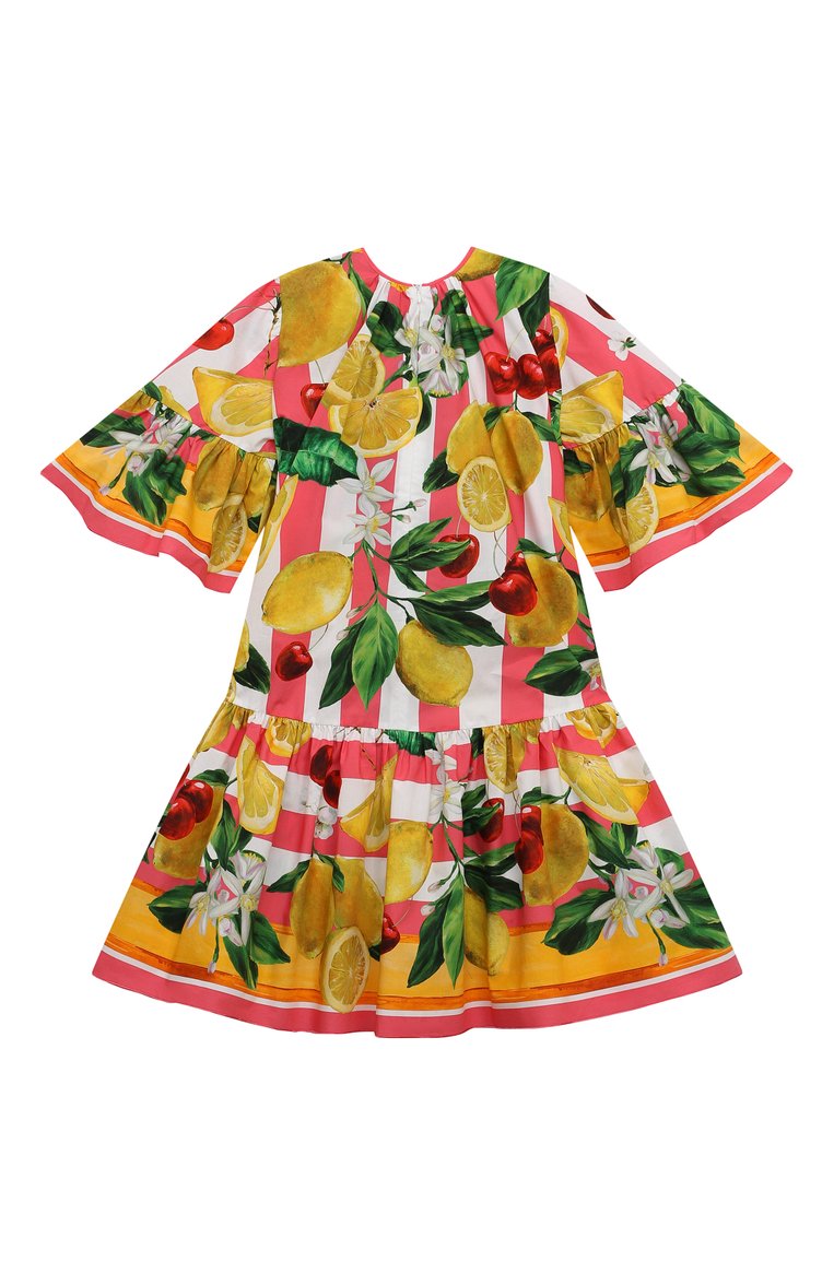 Детское хлопковое платье DOLCE & GABBANA разноцветного цвета, арт. L53DT2/G7L8S | Фото 2 (Материал внешний: Хлопок; Девочки Кросс-КТ: Платье-одежда; Рукава: Короткие; Случай: Повседневный; Ростовка одежда: 4 года | 104 см, 5 лет | 110 см, 6 лет | 116 см, 2 года | 92 см, 3 года | 98 см)
