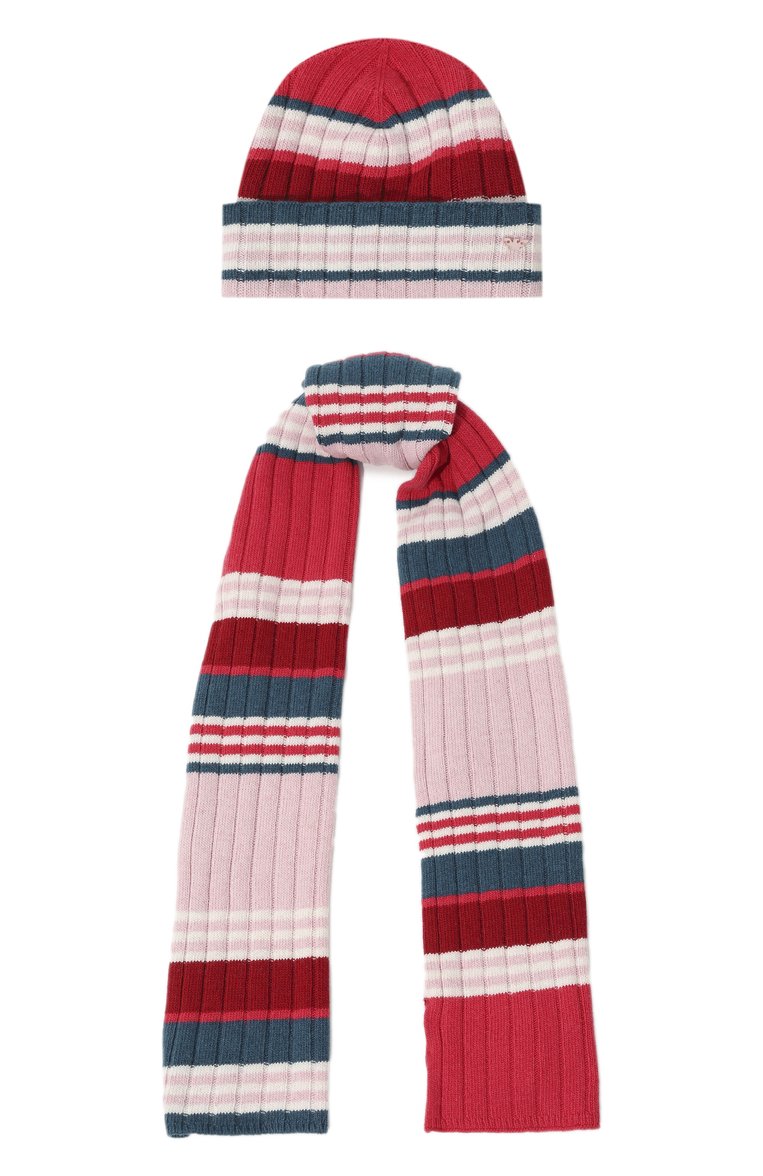 Детский комплект из шарфа и шапки EMPORIO ARMANI розового цвета, арт. 397515/3F751 | Фото 1 (Материал: Шерсть, Синтетический материал, Текстиль, Вискоза; Нос: Не проставлено; Материал сплава: Проставлено)