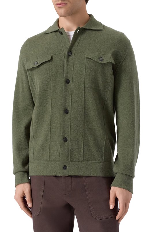 Кашемировая рубашка Kiton UMK077904 Хаки  UMK077904 Фото 3