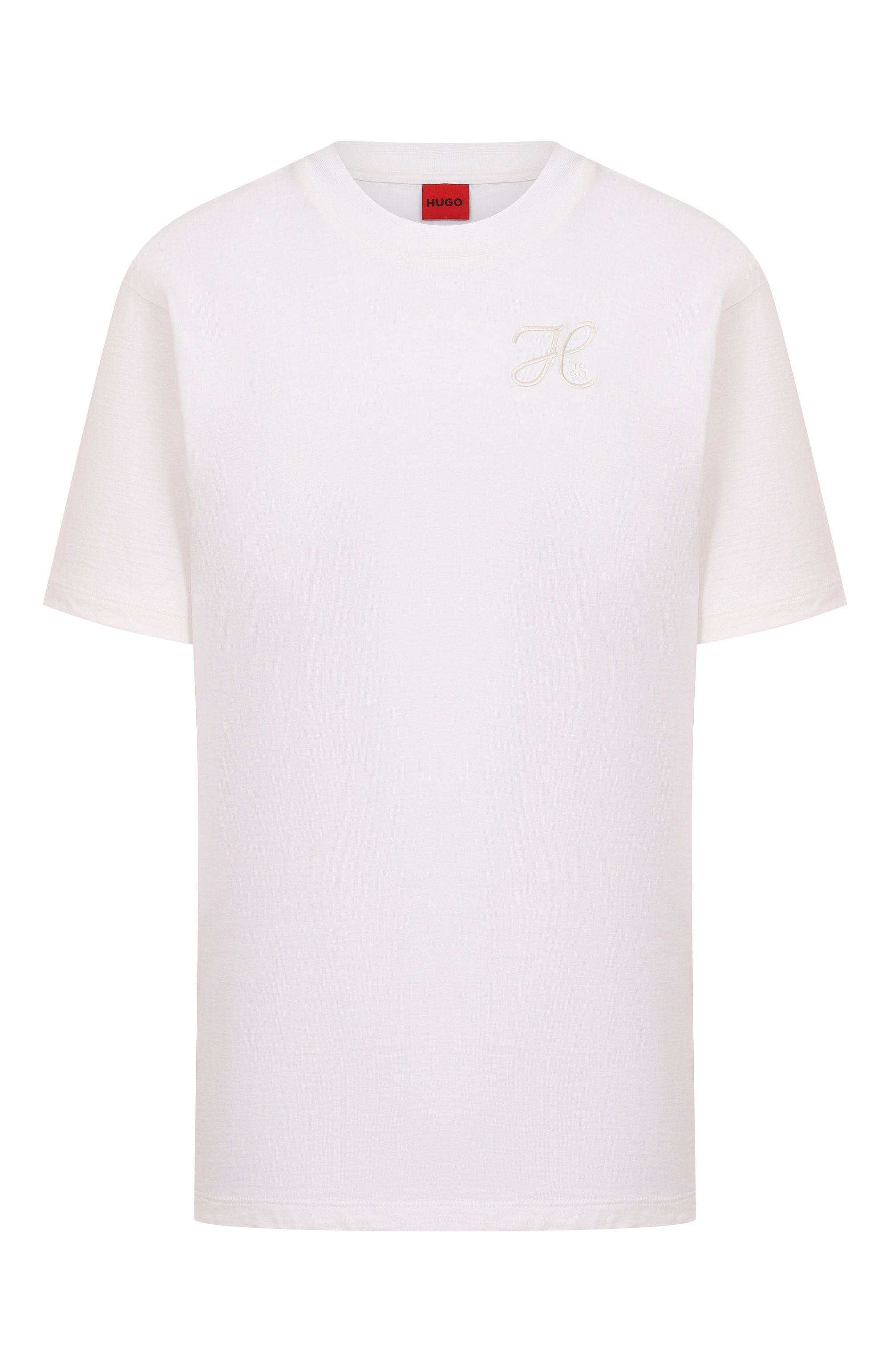 Хлопковая футболка HUGO белого цвета по цене 8295 руб., арт. 50550901, фото 1 Хлопковая футболка HUGO, арт. 50550901, фото 1