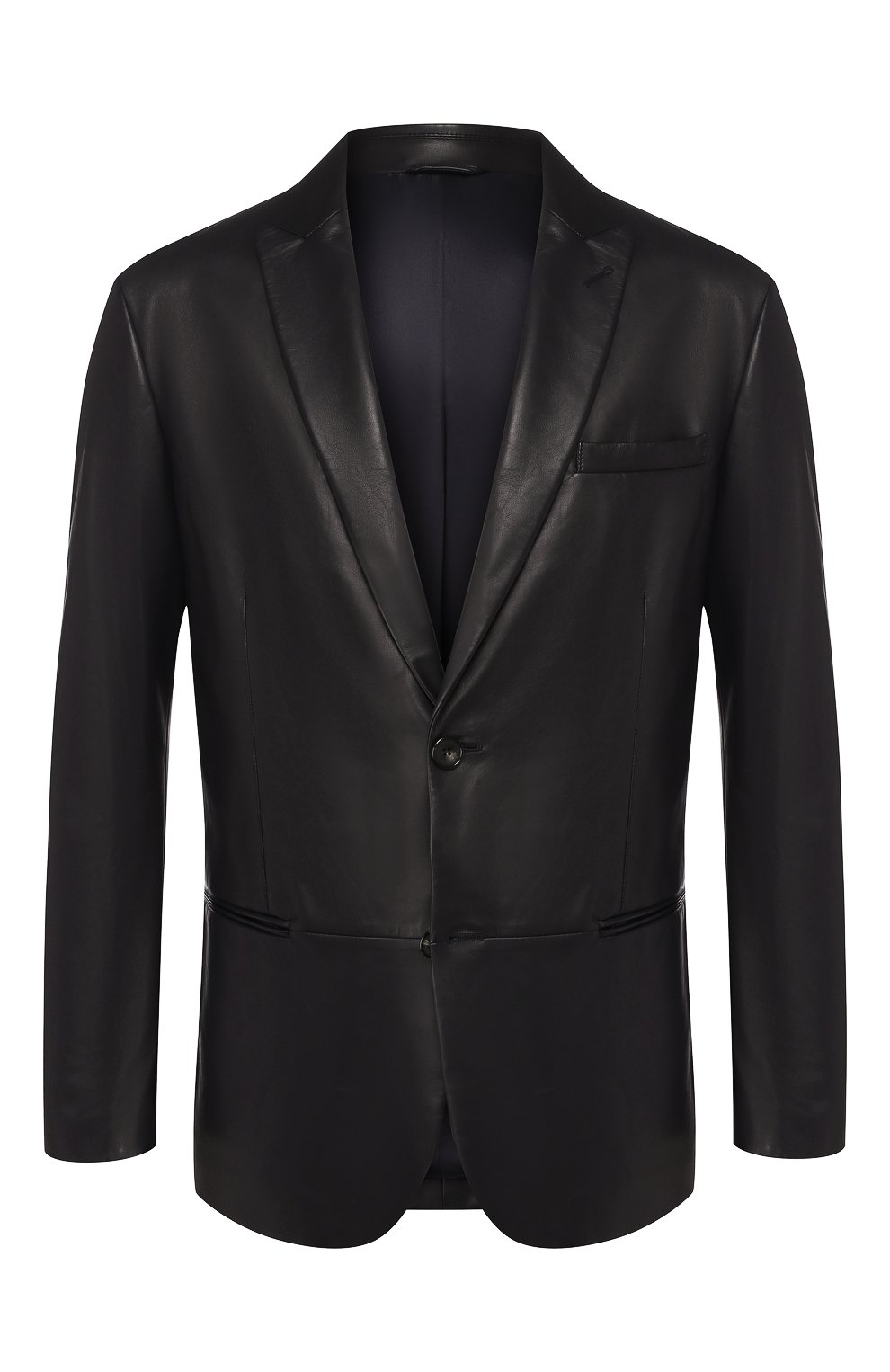 Кожаный пиджак GIORGIO ARMANI темно-синего цвета по цене 516000 руб., арт. 4SG04P/4SP26, фото 1 Кожаный пиджак GIORGIO ARMANI, арт. 4SG04P/4SP26, фото 1