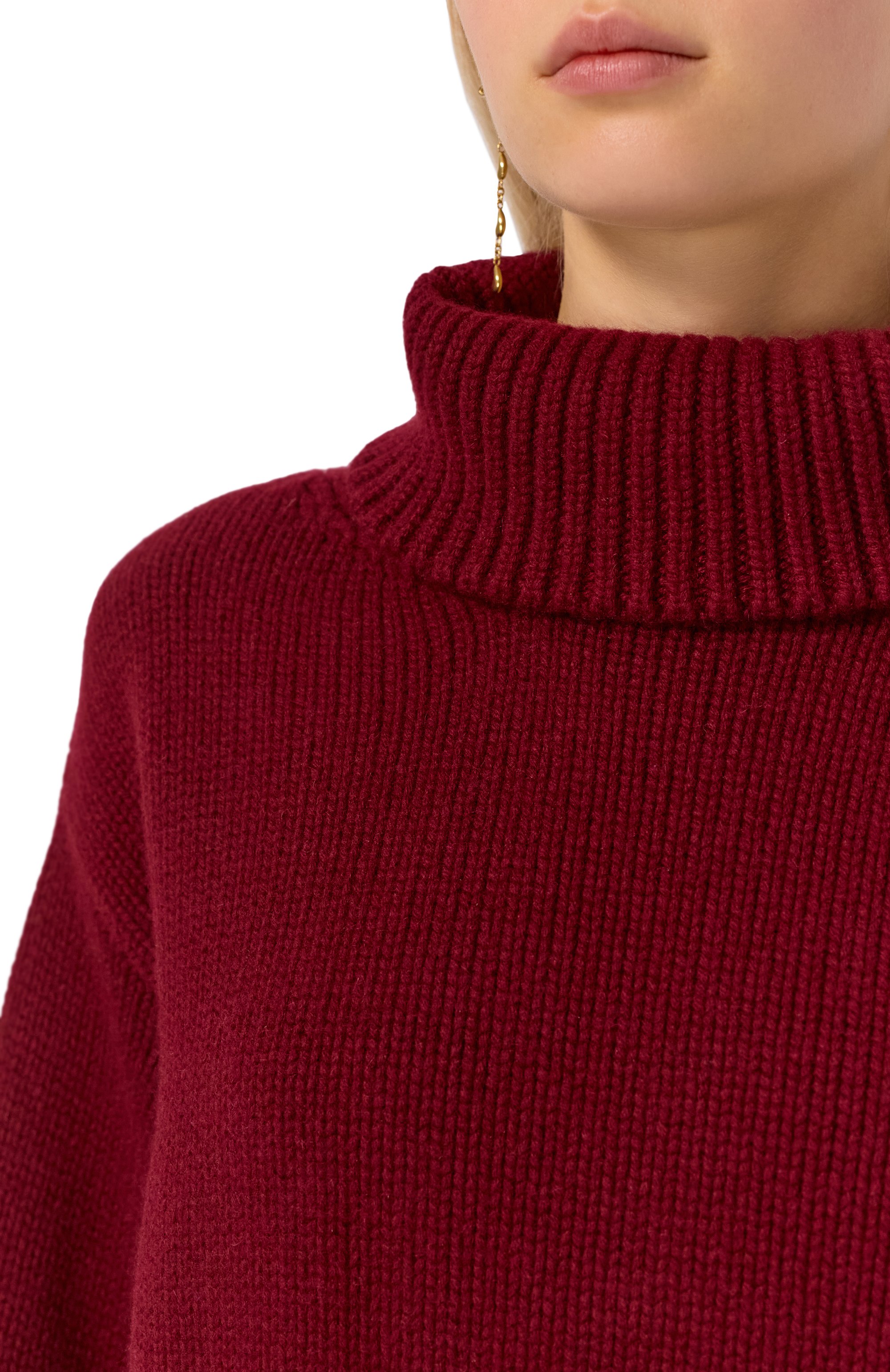 Свитер из шерсти и кашемира ELIE SAAB бордового цвета по цене 299500 руб., арт. T0230NF25/W0007, фото 5 Свитер из шерсти и кашемира ELIE SAAB, арт. T0230NF25/W0007, фото 5