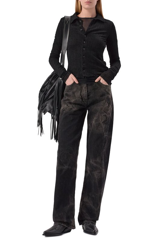 Шерстяная рубашка Ann Demeulemeester B0013581/FA619 Чёрный  B0013581/FA619 Фото 2