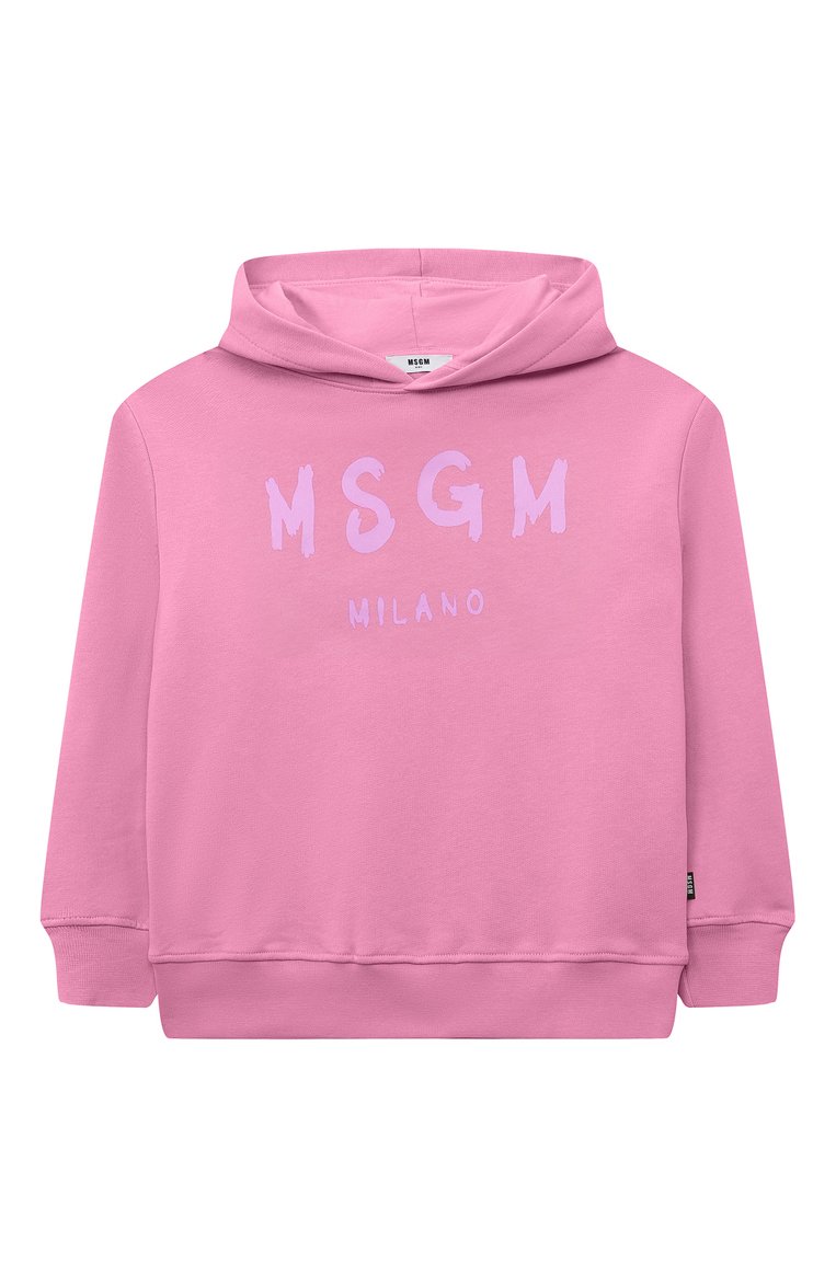 Детский хлопковое худи MSGM KIDS розового цвета, арт. MS029325 | Фото 1 (Рукава: Длинные; Материал сплава: Проставлено; Материал внешний: Хлопок; Драгоценные камни: Проставлено; Девочки Кросс-КТ: Худи-одежда)