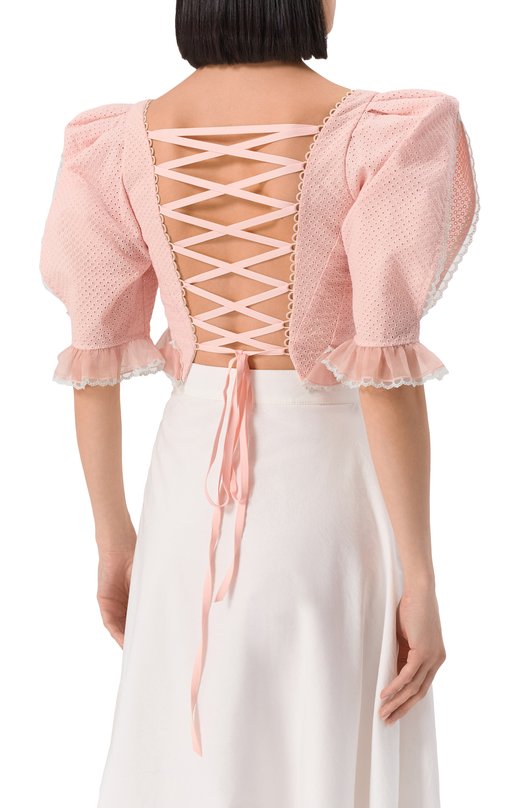 Хлопковая блузка Ulyana Sergeenko CMA008SS24P1388Т24 Розовый  CMA008SS24P1388Т24 Фото 4
