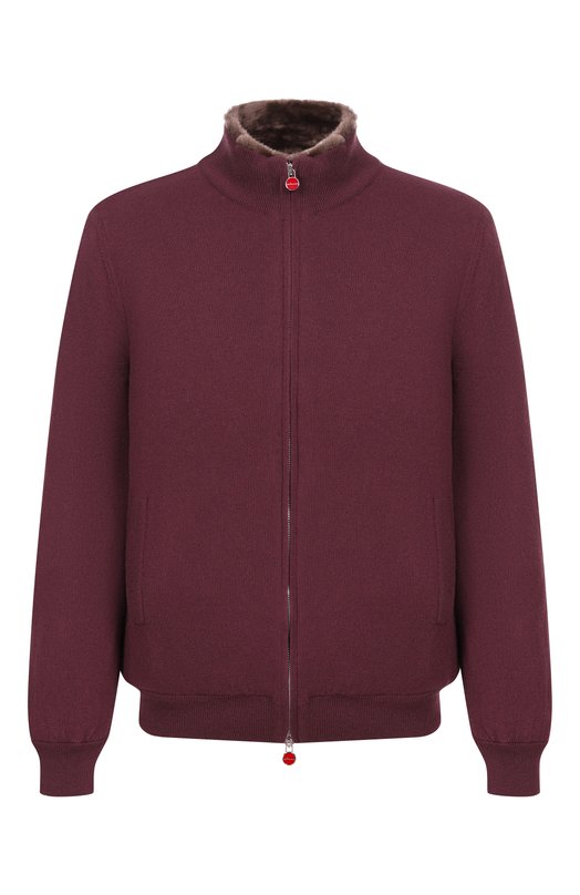 Кашемировый кардиган с подкладкой из овчины Kiton UMK1489K340 Бордовый UMK1489K340