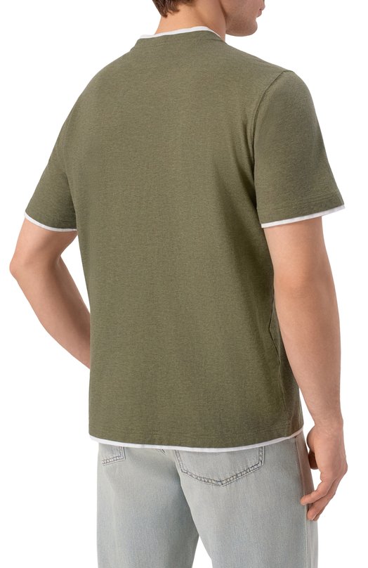 Хлопковая футболка Fedeli TU000200/JERSEY MELANGE Хаки  TU000200/JERSEY MELANGE Фото 4
