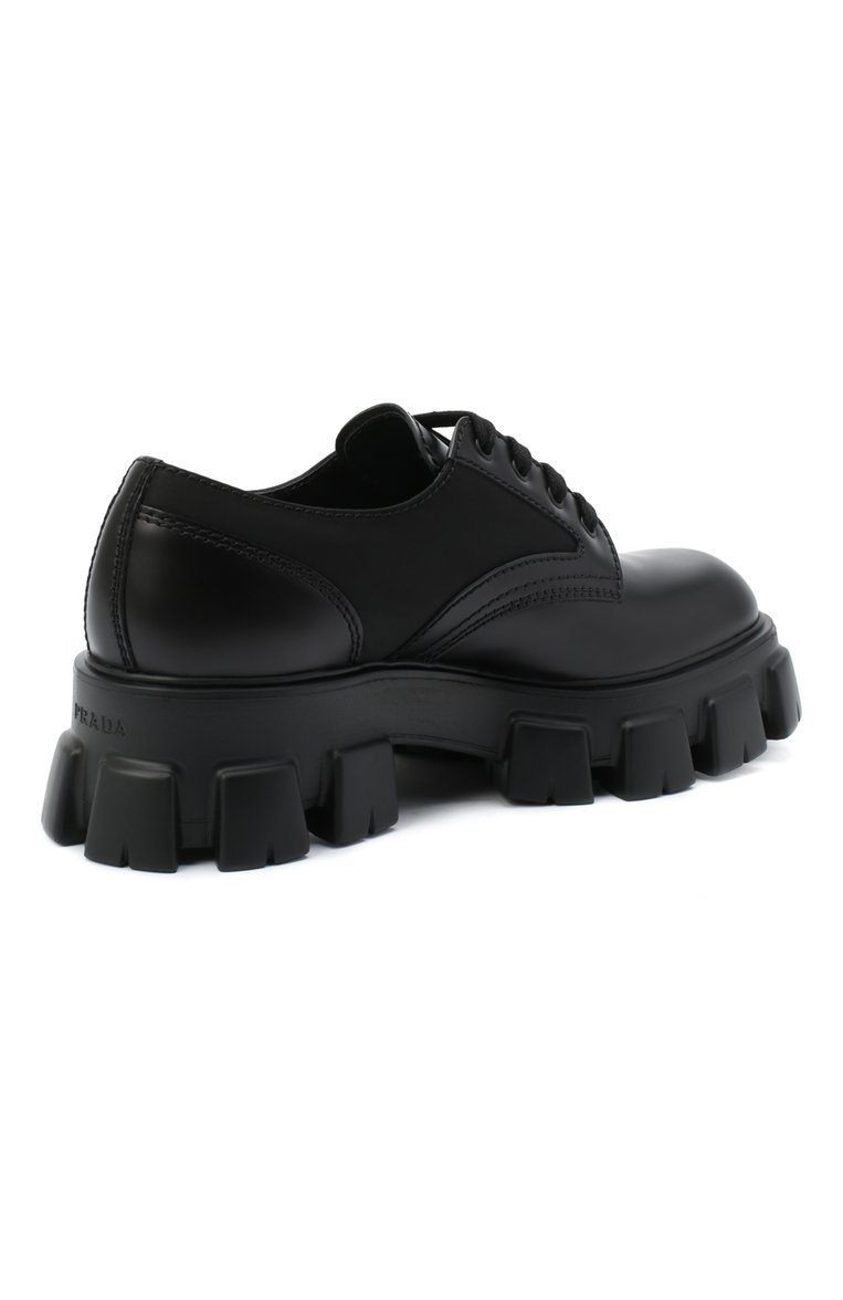 Мужские кожаные дерби PRADA черного цвета, арт. 2EE342-3L09-F0002 | Фото 4 (Стили: Классический; Региональные ограничения белый список (Axapta Mercury): Не проставлено; Нос: Не проставлено; Материал внешний: Натуральная кожа)
