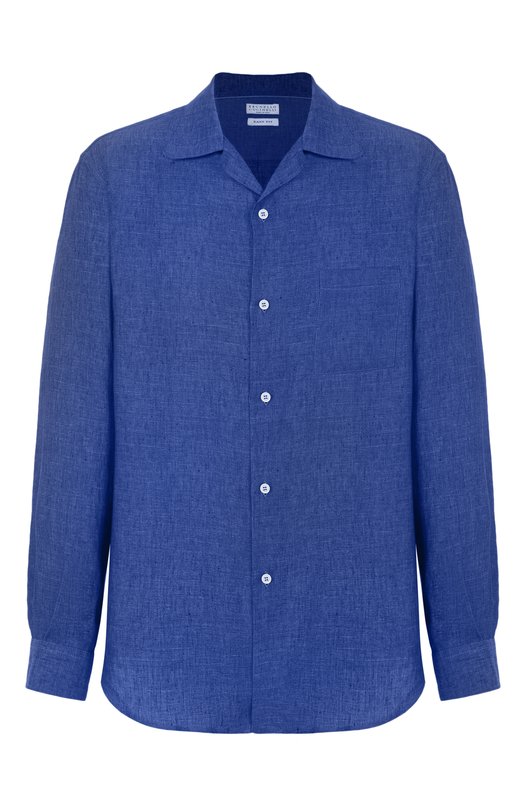 Льняная рубашка Brunello Cucinelli MM6950647 Синий MM6950647