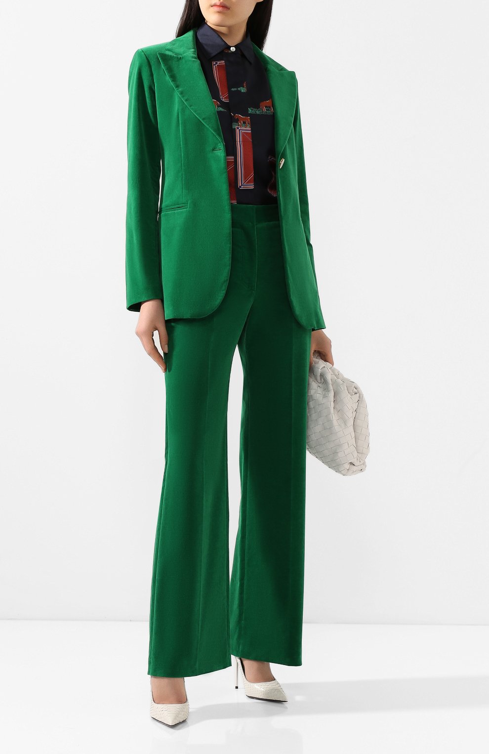 Брюки VICTORIA BECKHAM зеленого цвета по цене 69950 руб., арт. 1120WTR000606C, фото 2 Брюки VICTORIA BECKHAM, арт. 1120WTR000606C, фото 2