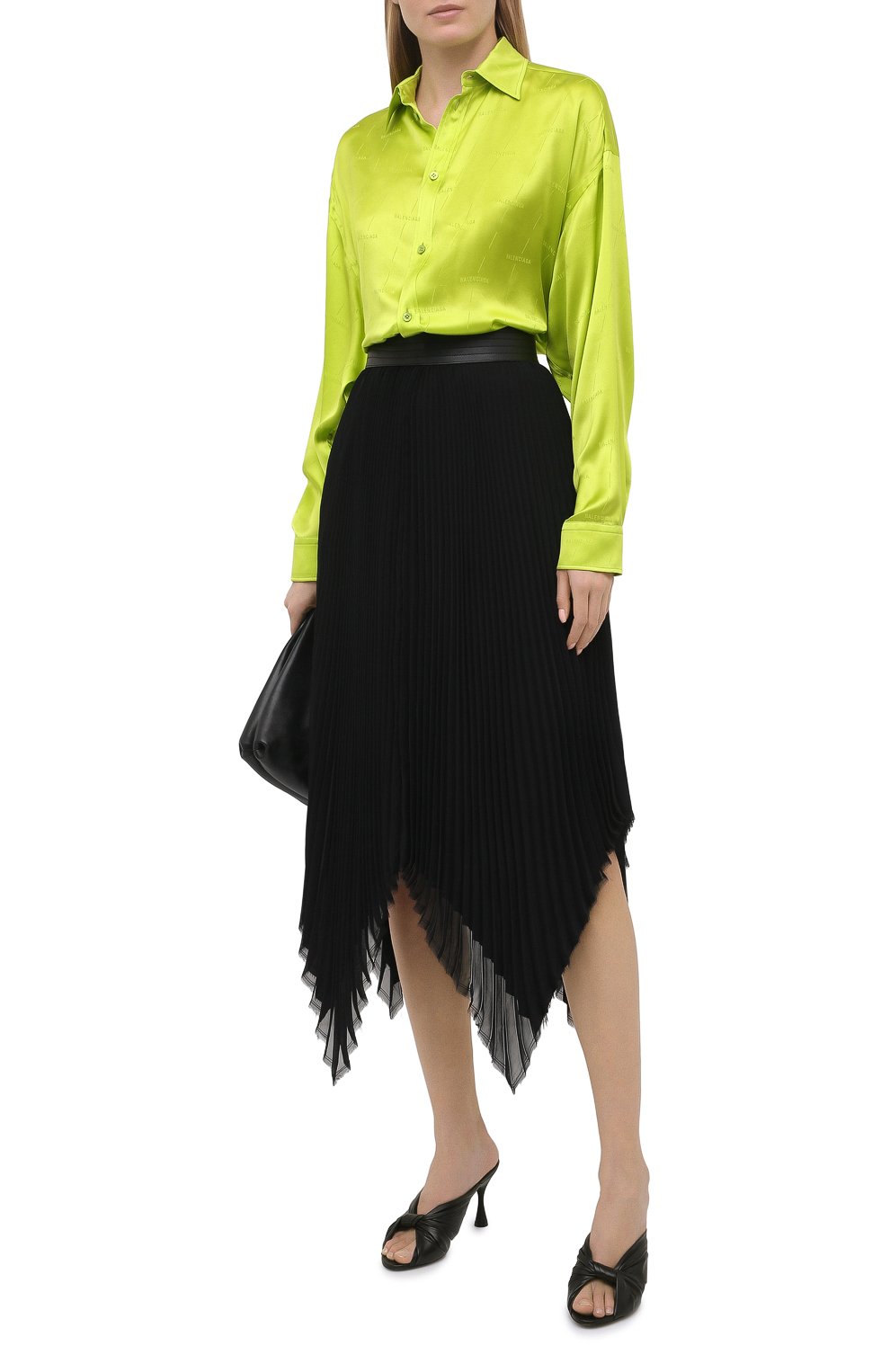 Атласная рубашка BALENCIAGA зеленого цвета по цене 147500 руб., арт. 623037/TJN07, фото 2 Атласная рубашка BALENCIAGA, арт. 623037/TJN07, фото 2