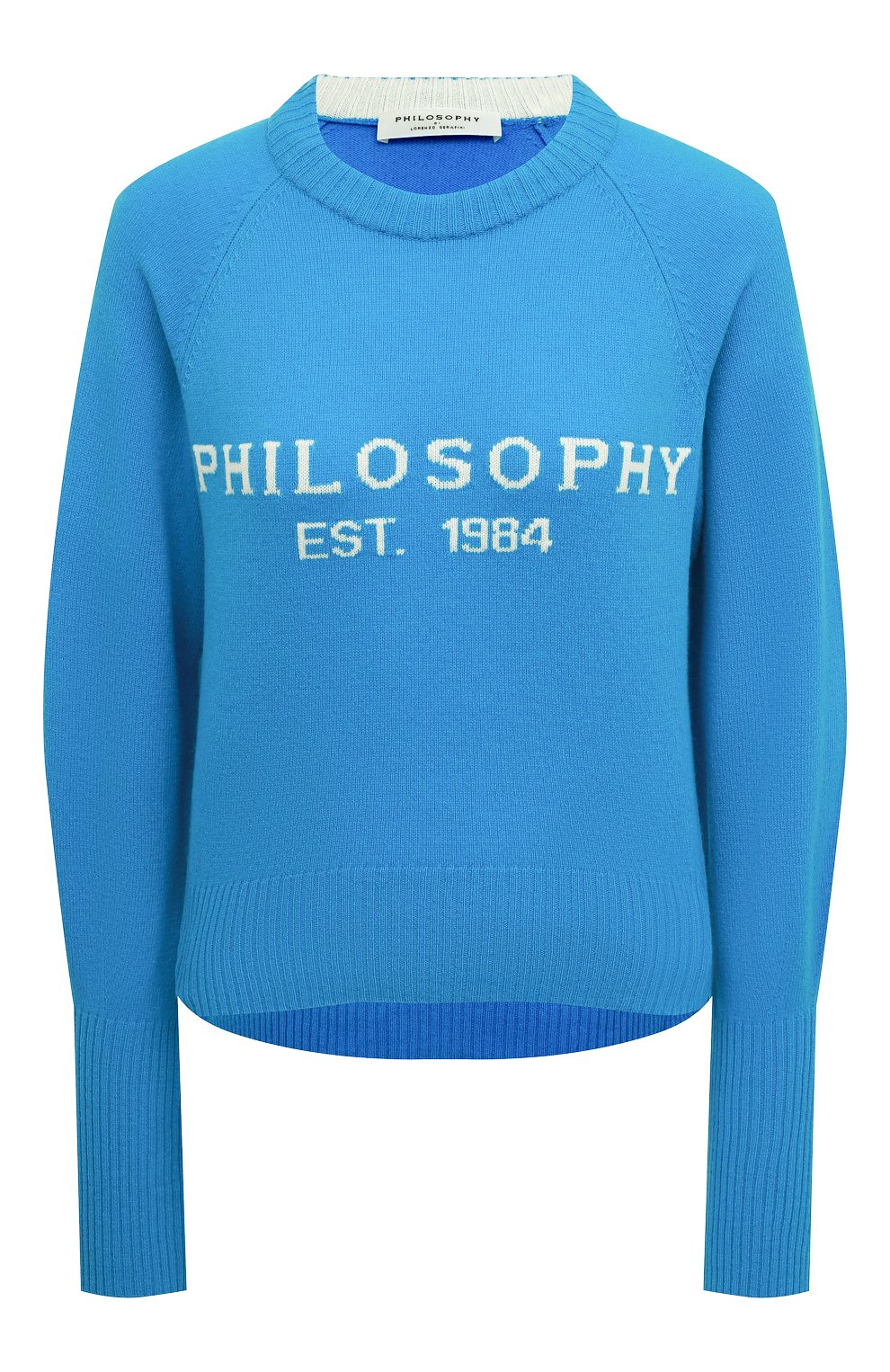 Пуловер из шерсти и кашемира PHILOSOPHY DI LORENZO SERAFINI голубого цвета по цене 56650 руб., арт. A0917/0700, фото 1 Пуловер из шерсти и кашемира PHILOSOPHY DI LORENZO SERAFINI, арт. A0917/0700, фото 1