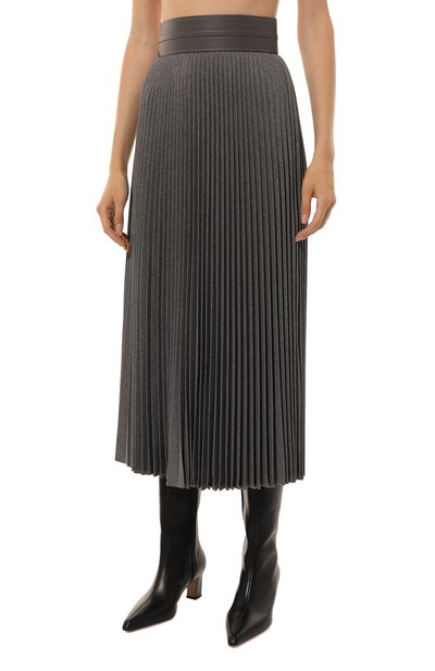 Шерстяная юбка AGNONA серого цвета по цене 198500 руб., арт. TG0403E/UW006E, фото 3 Шерстяная юбка AGNONA, арт. TG0403E/UW006E, фото 3