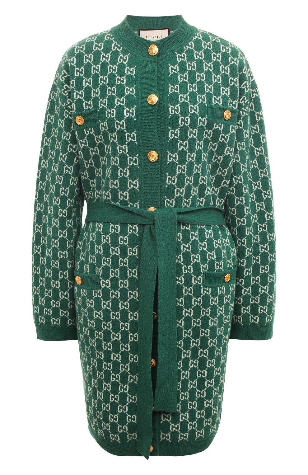 Шерстяной кардиган GUCCI зеленого цвета по цене 285120 руб., арт. 599263 XKA5U, фото 1 Шерстяной кардиган GUCCI, арт. 599263 XKA5U, фото 1