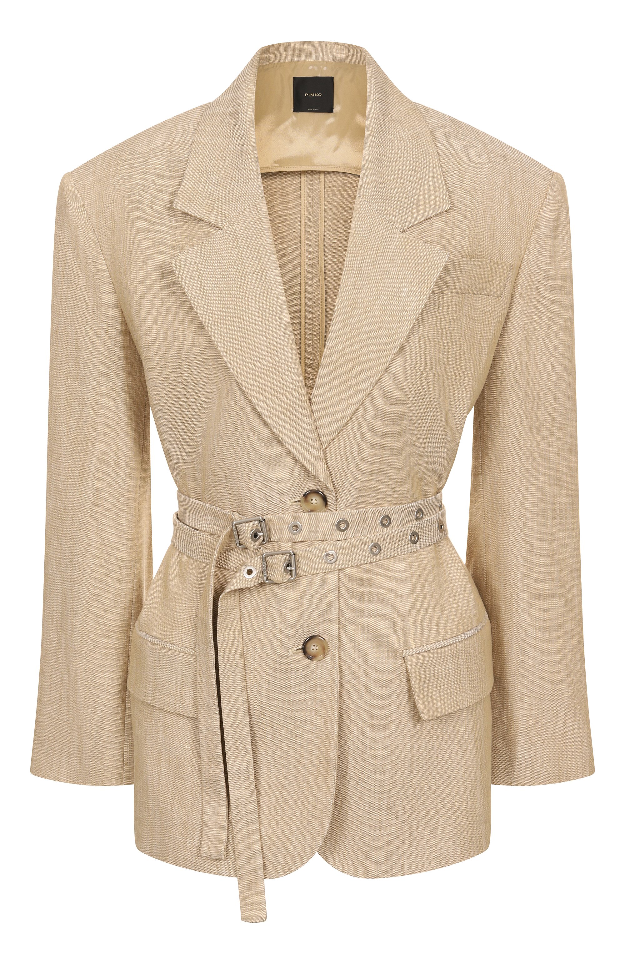 Жакет из вискозы PINKO бежевого цвета по цене 52100 руб., арт. 104887/A2EJ, фото 1 Жакет из вискозы PINKO, арт. 104887/A2EJ, фото 1