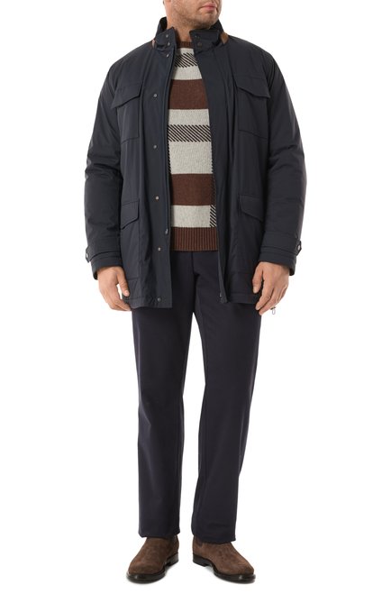 Мужской кашемировый джемпер KITON коричневого цвета, арт. UMK043303_4XL-7XL | Фото 2 (Рукава: Длинные; Материал сплава: Проставлено; Длина (для топов): Стандартные; Материал внешний: Кашемир, Шерсть; Драгоценные камни: Проставлено)