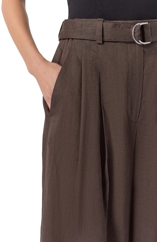 Брюки изо льна и вискозы Helmut Lang P05HW201 Коричневый  P05HW201 Фото 5
