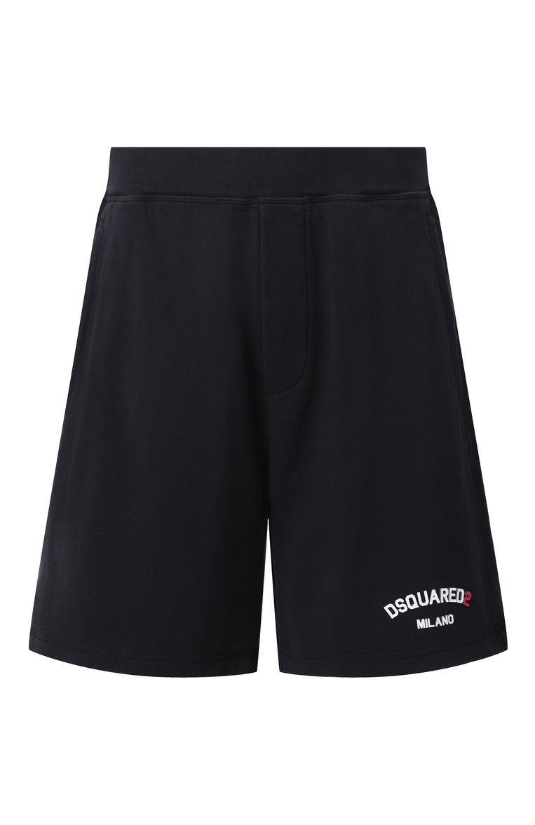 Мужские хлопковые шорты DSQUARED2 черного цвета, арт. S74MU0894/S25539 | Фото 1 (Длина Шорты М: До колена; Материал внешний: Хлопок; Принт: Без принта; Случай: Повседневный; Стил�и: Кэжуэл)