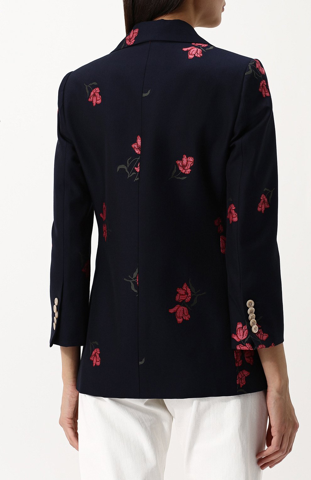 Приталенные жакет из смеси хлопка и шерсти с декоративной вышивкой GUCCI синего цвета по цене 155000 руб., арт. 501147/ZKM14, фото 4 Приталенные жакет из смеси хлопка и шерсти с декоративной вышивкой GUCCI, арт. 501147/ZKM14, фото 4