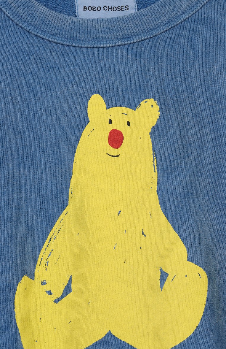 Детский хлопковый свитшот BOBO CHOSES тёмно-голубого цвета, арт. B125AC036 | Фото 3 (Материал внешний: Хлопок; Рукава: Длинные; Мальчики Кросс-КТ: Свитшот-одежда; Ростовка одежда: 5 лет | 110 см, 6 лет | 116 см, 9 лет | 134 см, 3 года | 98 см)