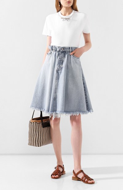 Хлопковая футболка MIU MIU белого цвета по цене 59000 руб., арт. MJN137-1RE2-F0009, фото 2 Хлопковая футболка MIU MIU, арт. MJN137-1RE2-F0009, фото 2