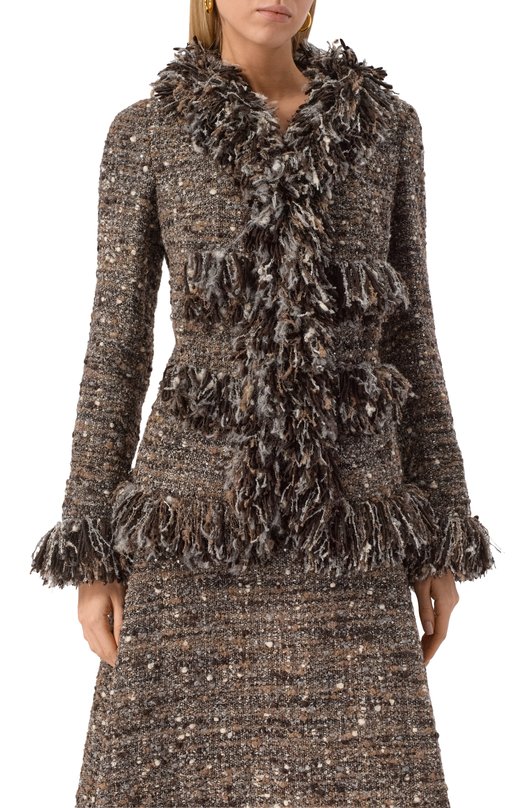 Шерстяной жакет Giambattista Valli 25FWSVCA6038/77GR0 Коричневый  25FWSVCA6038/77GR0 Фото 3