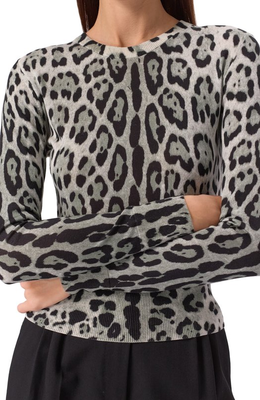 Шелковый пуловер Dolce & Gabbana FXX12T/JAHLA Леопардовый  FXX12T/JAHLA Фото 5