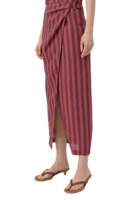 Льняная юбка 12 STOREEZ 138065 Бордовый  138065 Фото 3