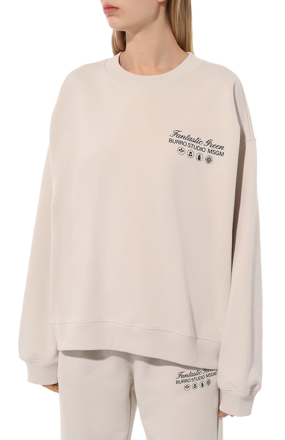 Хлопковый свитшот MSGM кремового цвета по цене 20700 руб., арт. 3746MM06/247792, фото 3 Хлопковый свитшот MSGM, арт. 3746MM06/247792, фото 3