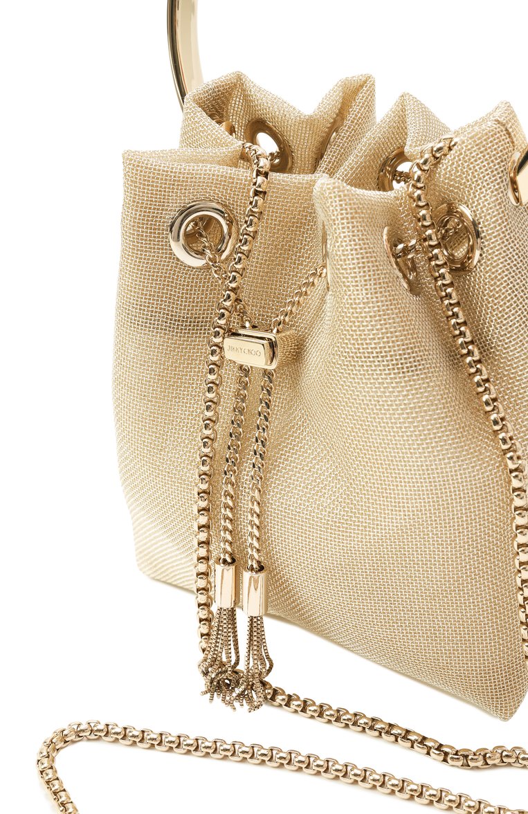 Женская сумка bon bon JIMMY CHOO золотого цвета, ар�т. B0N B0N/WGJ | Фото 3 (Материал: Текстиль; Размер: mini; Ремень/цепочка: На ремешке; Женское Кросс-КТ: Вечерняя сумка)