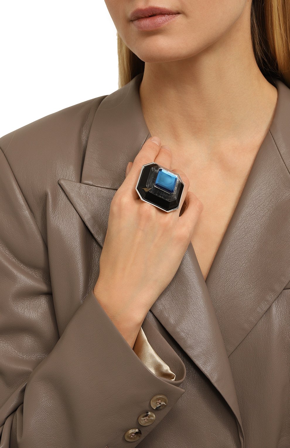 Кольцо GIORGIO ARMANI синего цвета по цене 79950 руб., арт. 61M710 2F070, фото 2 Кольцо GIORGIO ARMANI, арт. 61M710 2F070, фото 2