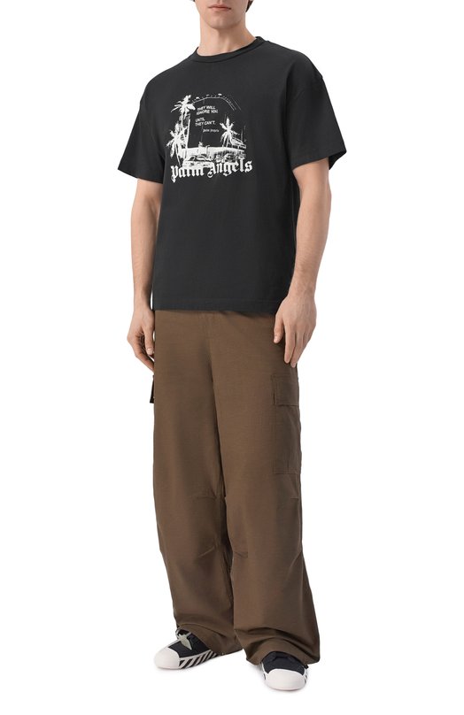 Хлопковая футболка Palm Angels PMAA109S26JER006 Чёрный  PMAA109S26JER006 Фото 2