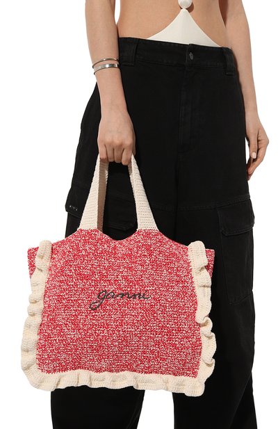 Сумка-тоут GANNI красного цвета по цене 25200 руб., арт. A5813, фото 2 Сумка-тоут GANNI, арт. A5813, фото 2