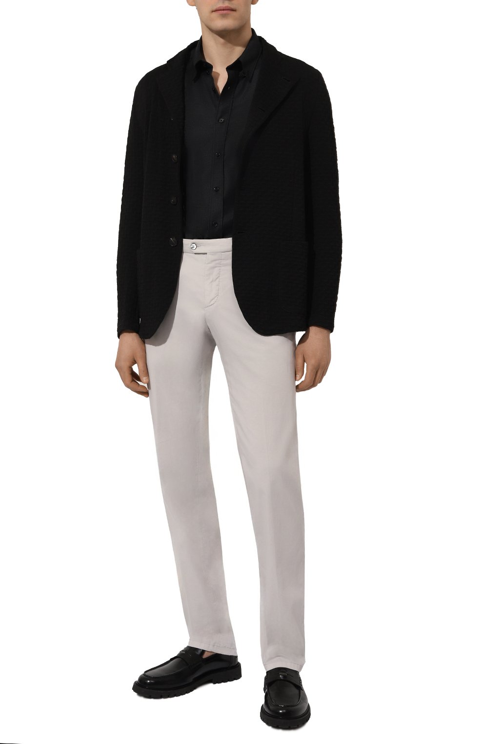 Брюки из хлопка и шелка MARCO PESCAROLO светло-серого цвета по цене 49950 руб., арт. SLIM80/4900, фото 2 Брюки из хлопка и шелка MARCO PESCAROLO, арт. SLIM80/4900, фото 2