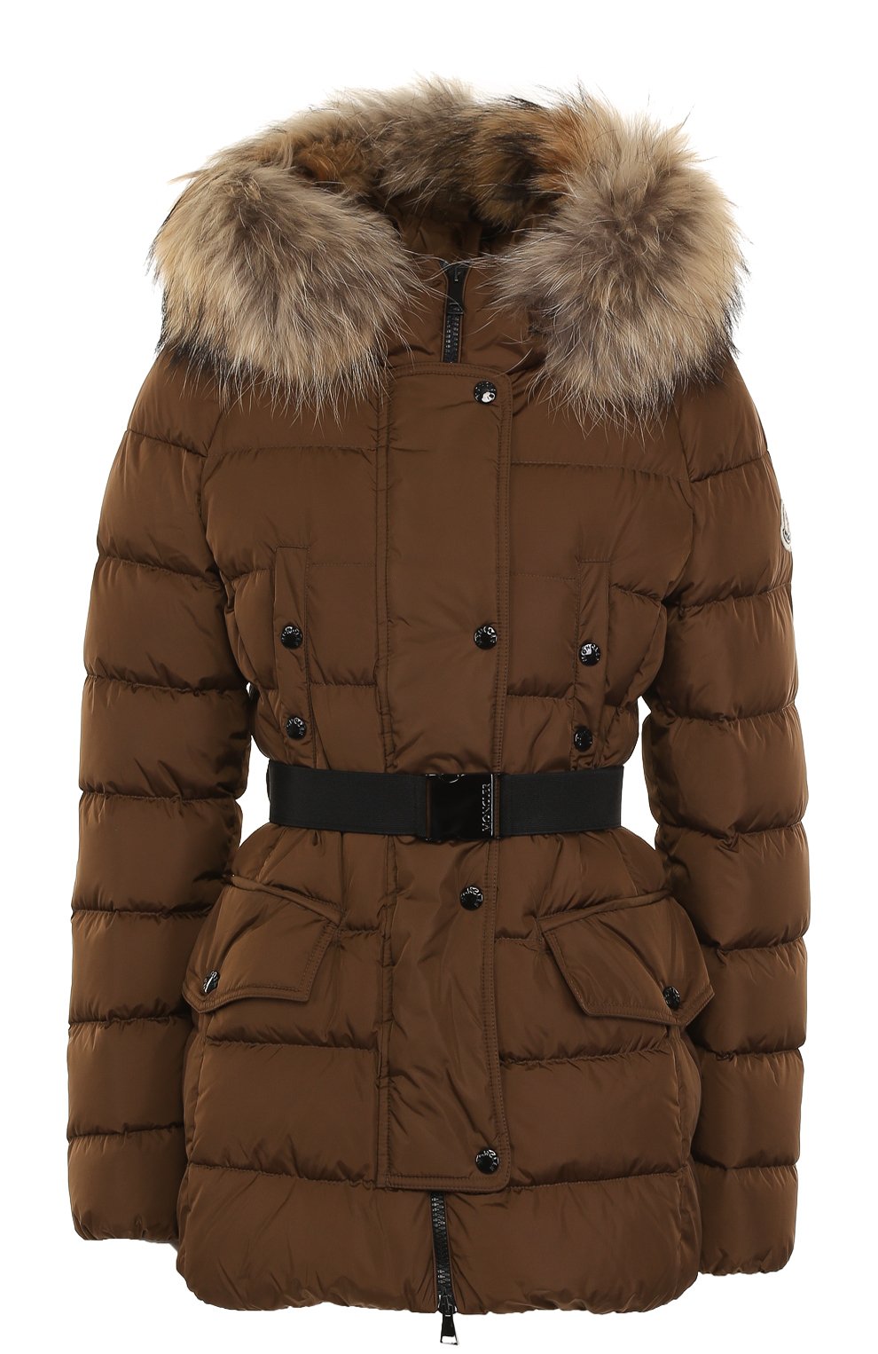 Стеганый пуховик с поясом и меховой отделкой капюшоном MONCLER, арт. C2-093-46877-25-68065, фото 1