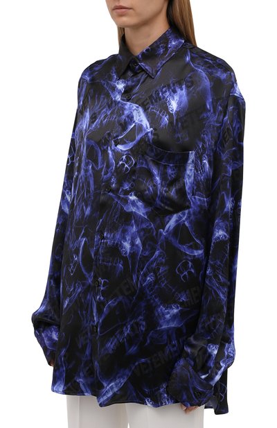 Рубашка из вискозы VETEMENTS синего цвета по цене 106500 руб., арт. UA52SH600B 2610/W, фото 3 Рубашка из вискозы VETEMENTS, арт. UA52SH600B 2610/W, фото 3