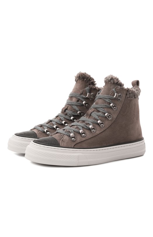Замшевые кеды Brunello Cucinelli MZSFG3095 Серый MZSFG3095