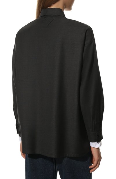 Шерстяная рубашка PRADA серого цвета по цене 140000 руб., арт. P496F-11BA-F0308-221, фото 4 Шерстяная рубашка PRADA, арт. P496F-11BA-F0308-221, фото 4
