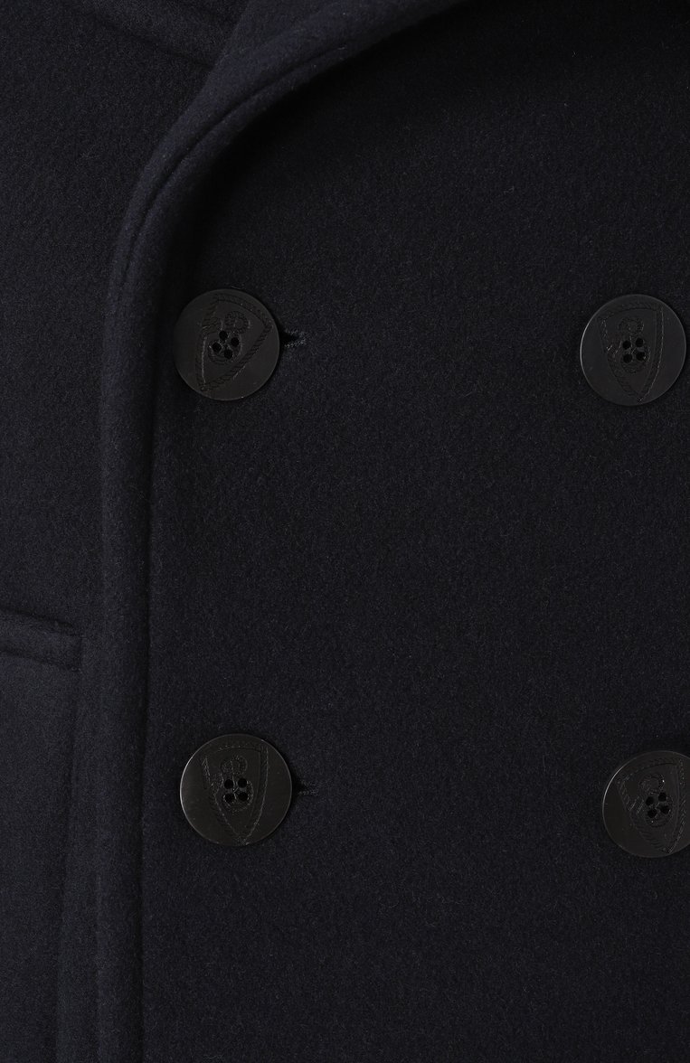 Мужской шерстяное пальто BURBERRY темно-синего цвета, арт. 8104037 | Фото 6 (Длина (верхняя одежда): Короткие; Материал подклада: Купро; Рукава: Длинные; Материал внешний: Шерсть; Мужское Кросс-КТ: пальто-верхняя одежда; 1-2-бортные: Двубортные; Стили: Кэжуэл)