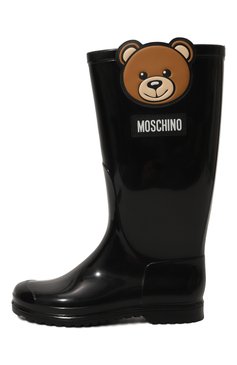 Детские резиновые сапоги MOSCHINO черного цвета, арт. 74497/36-40 | Фото 2 (Материал сплава: Проставлено; Нос: Не проставлено; Материал внутренний: Текстиль; Материал внешний: Пластик, Резина)