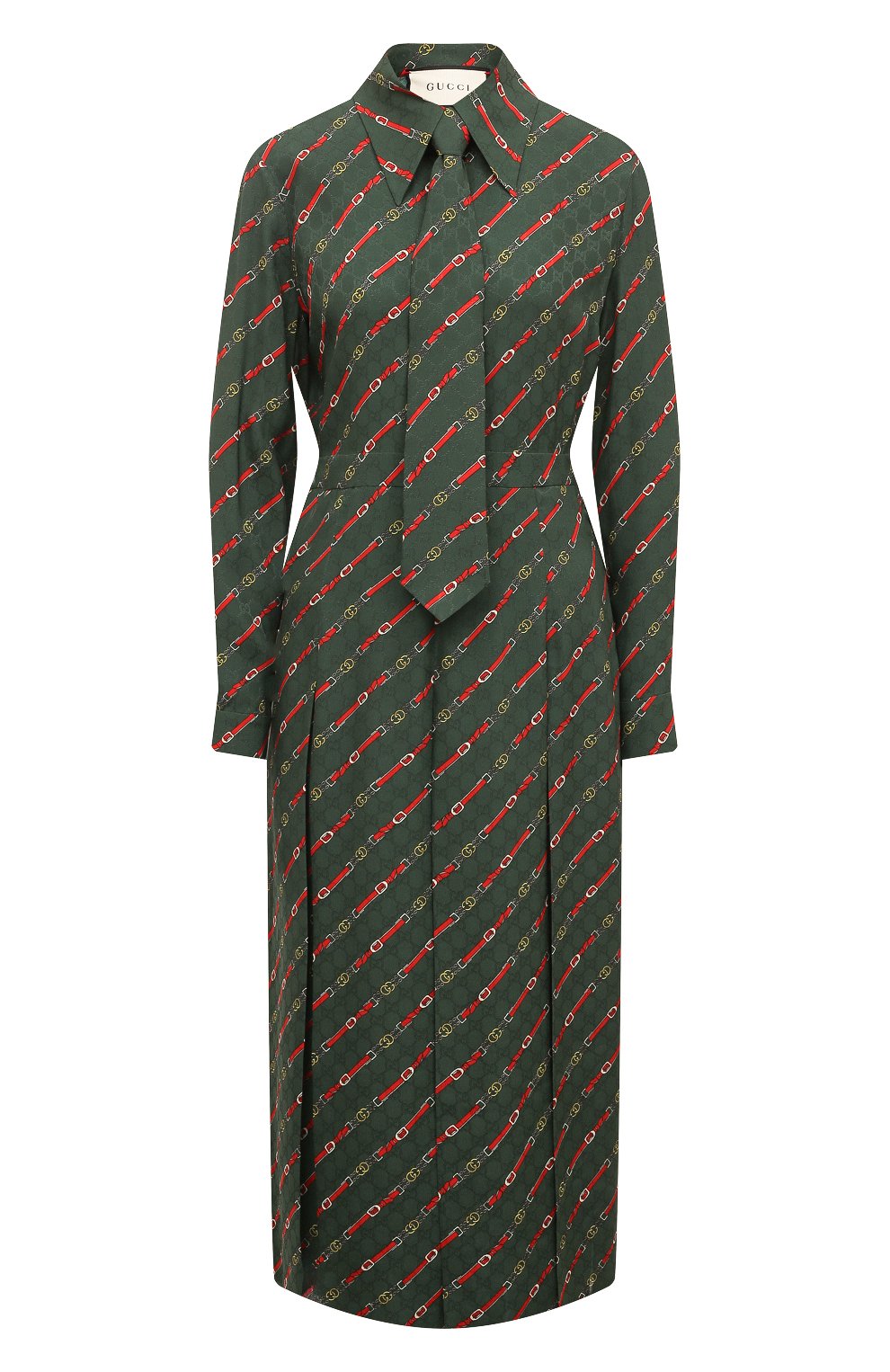 Шелковое платье GUCCI зеленого цвета по цене 475200 руб., арт. 596510 ZACRN, фото 1 Шелковое платье GUCCI, арт. 596510 ZACRN, фото 1